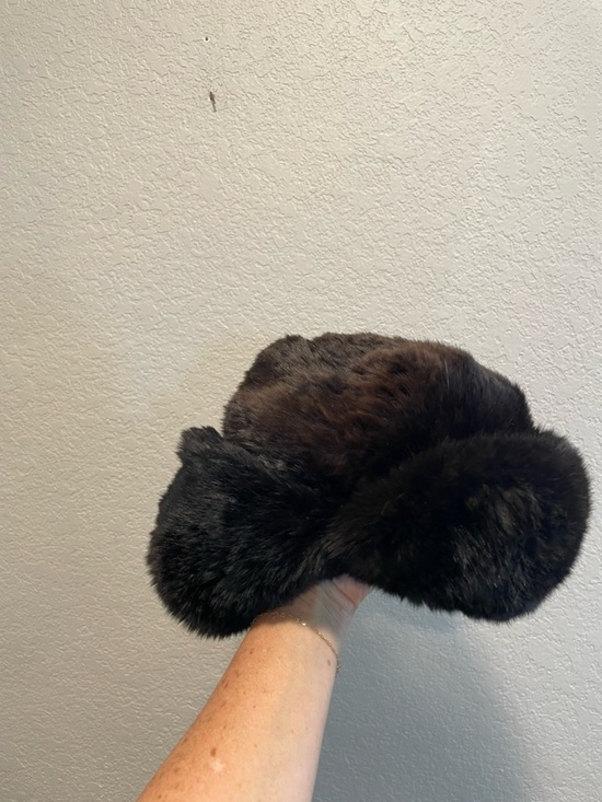 Vintage Real Fur Russian Style Hat Dark Brown Trapper Ushanka Winter Fur Hat main image 4
